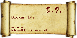 Dicker Ida névjegykártya
